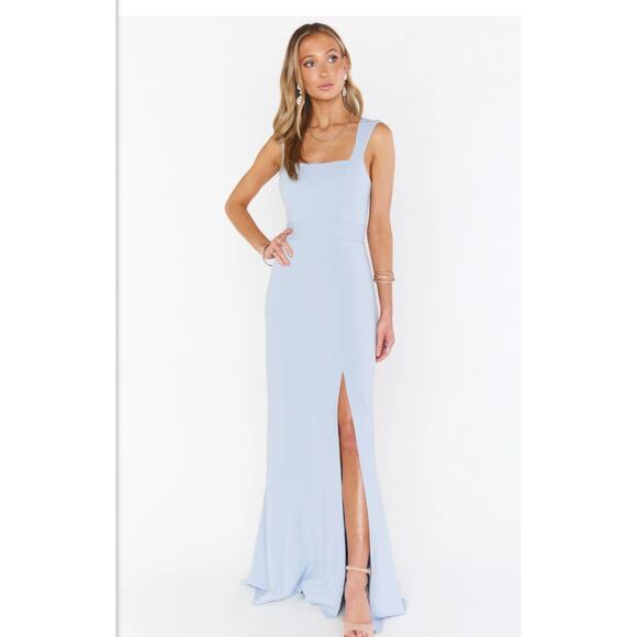 SHOW ME YOUR MUMU Paris Gown Steel Blue Stretch Sz M